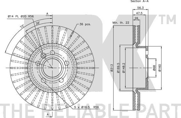 NK 314783 - Тормозной диск autosila-amz.com