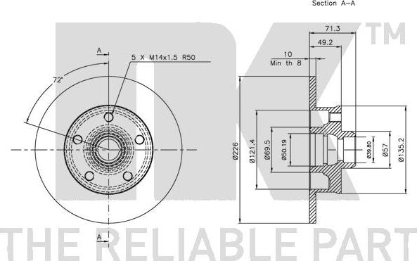 NK 204736 - Диск тормозной Seat/VW 91-99 autosila-amz.com