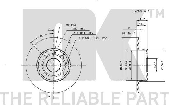 NK 205105 - Тормозной диск autosila-amz.com