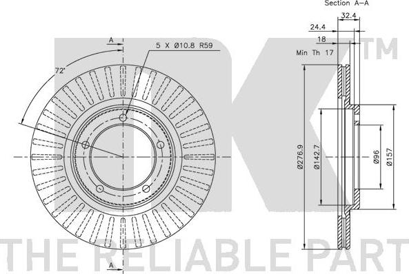 NK 205108 - Тормозной диск autosila-amz.com