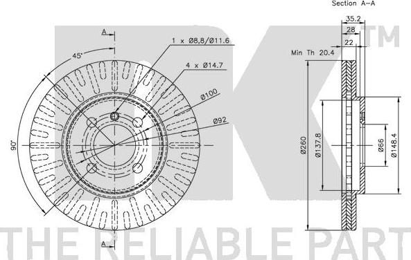 NK 311509 - Тормозной диск autosila-amz.com