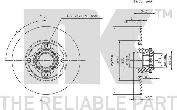 NK 313944 - Тормозной диск autosila-amz.com