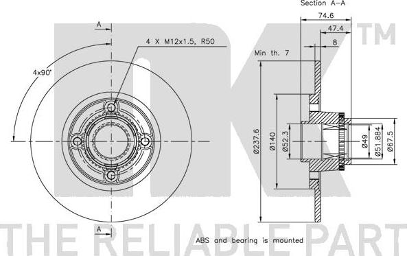 NK 313945 - Тормозной диск autosila-amz.com