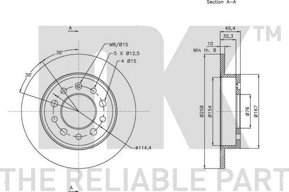 NK 313426 - Тормозной диск autosila-amz.com