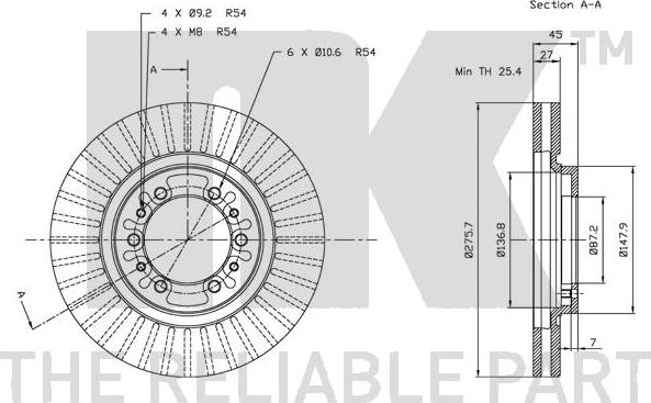NK 203028 - Тормозной диск autosila-amz.com