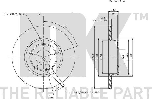 NK 313371 - Тормозной диск autosila-amz.com