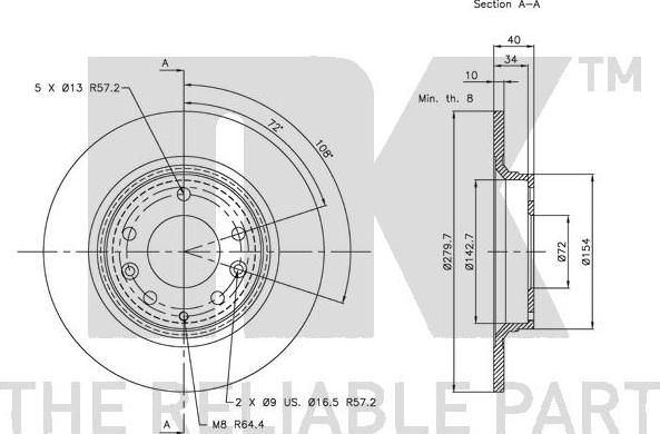 NK 313246 - Тормозной диск autosila-amz.com