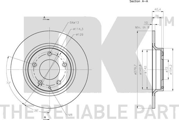 NK 313269 - Тормозной диск autosila-amz.com