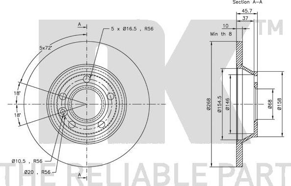 NK 202546 - Диск тормозной F/Sea/VW 95- autosila-amz.com