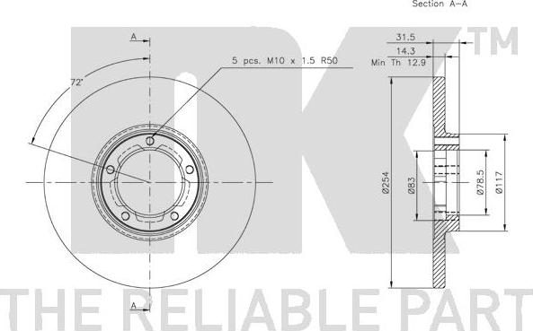 NK 202523 - Тормозной диск autosila-amz.com