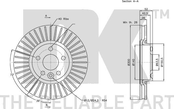 NK 202573 - Диск тормозной передний (300x28mm) / FORD Focus-II,Galaxy,S-Max,Mondeo-IV,Kuga,LAND ROVER Freelander autosila-amz.com