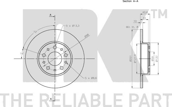 NK 202368 - Диск тормозной Fiat 500 12- autosila-amz.com