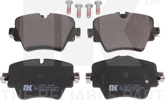 NK 221567 - Колодки тормозные дисковые передние с прижимной пластиной и аксессуарами / BMW 1,2,3,4,5,X1,X2,X3,X4 autosila-amz.com