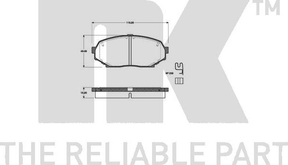 NK 223254 - Тормозные колодки, дисковые, комплект autosila-amz.com