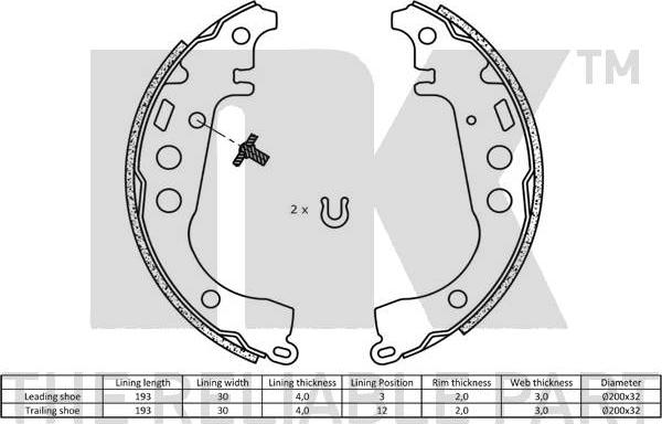 NK 2745617 - Комплект колодок барабанных TOYOTA CELICA 99- IQ autosila-amz.com