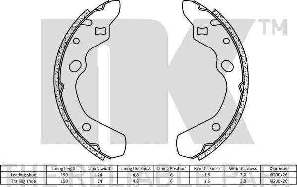 NK 2732500 - Барабанные тормозные колодки autosila-amz.com