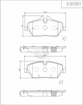 NPS B360W01 - Тормозные колодки, дисковые, комплект autosila-amz.com