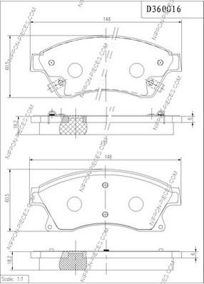 NPS D360O16 - Тормозные колодки, дисковые, комплект autosila-amz.com