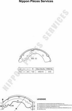 NPS H350A09 - Комплект тормозных колодок, барабанные autosila-amz.com