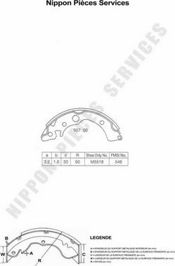 NPS H350A03 - Комплект тормозных колодок, барабанные autosila-amz.com