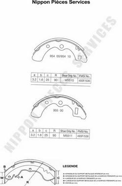 NPS H350A02 - Комплект тормозных колодок, барабанные autosila-amz.com