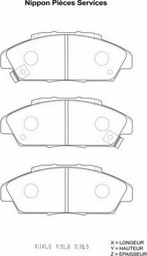 NPS H360A51 - Тормозные колодки, дисковые, комплект autosila-amz.com