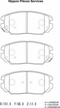 NPS H360I19 - Тормозные колодки, дисковые, комплект autosila-amz.com