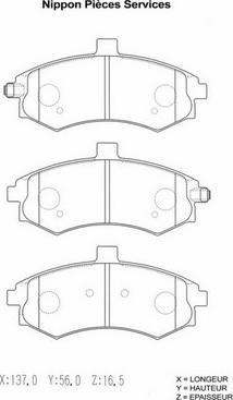 NPS H360I16 - Тормозные колодки, дисковые, комплект autosila-amz.com