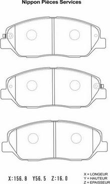 NPS H360I20 - Тормозные колодки, дисковые, комплект autosila-amz.com