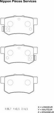 NPS H361A05 - Тормозные колодки, дисковые, комплект autosila-amz.com