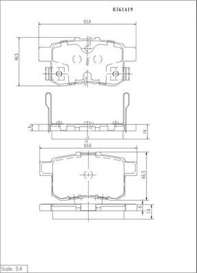 NPS H361A19 - Тормозные колодки, дисковые, комплект autosila-amz.com