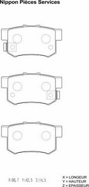 NPS H361A10 - Тормозные колодки, дисковые, комплект autosila-amz.com