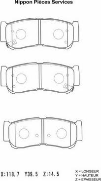 NPS H361I08 - Тормозные колодки, дисковые, комплект autosila-amz.com