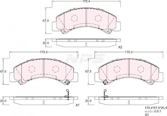 NPS I361U05 - Тормозные колодки, дисковые, комплект autosila-amz.com