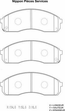 NPS K360A08 - Тормозные колодки, дисковые, комплект autosila-amz.com