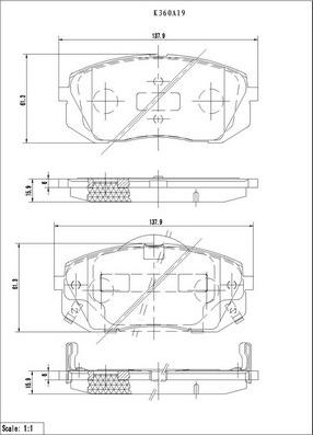 NPS K360A19 - Тормозные колодки, дисковые, комплект autosila-amz.com