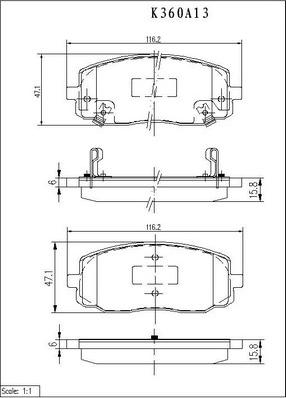 NPS K360A13 - Тормозные колодки, дисковые, комплект autosila-amz.com