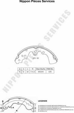 NPS M350A03 - Комплект тормозных колодок, барабанные autosila-amz.com