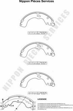 NPS M350A07 - Комплект тормозных колодок, барабанные autosila-amz.com