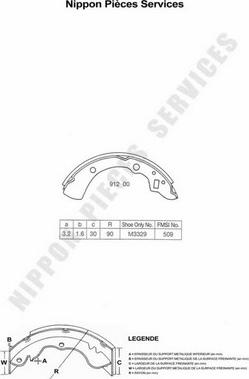 NPS M350A16 - Комплект тормозных колодок, барабанные autosila-amz.com