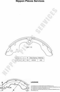 NPS M350A13 - Комплект тормозных колодок, барабанные autosila-amz.com