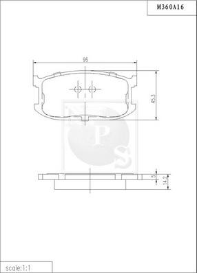 NPS M360A16 - Тормозные колодки, дисковые, комплект autosila-amz.com