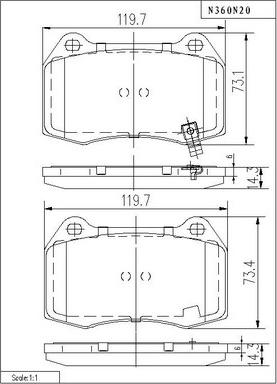 NPS N360N20 - Тормозные колодки, дисковые, комплект autosila-amz.com