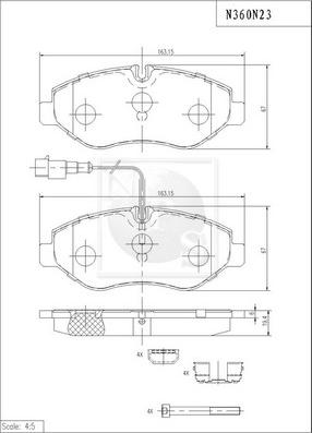 NPS N360N23 - Тормозные колодки, дисковые, комплект autosila-amz.com