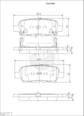 NPS N361N04 - Тормозные колодки, дисковые, комплект autosila-amz.com