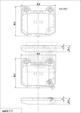 NPS N361N05 - Тормозные колодки, дисковые, комплект autosila-amz.com