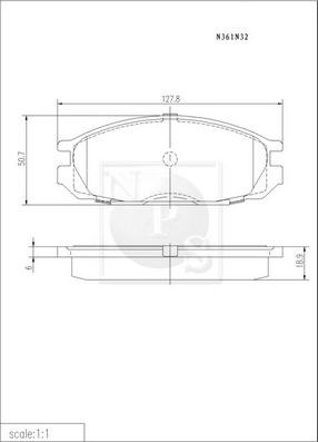 NPS N361N32 - Тормозные колодки, дисковые, комплект autosila-amz.com