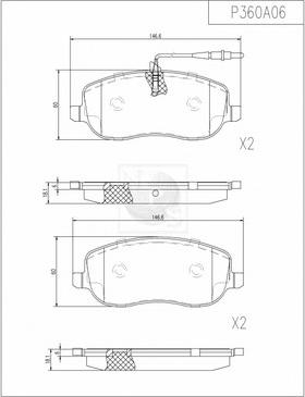 NPS P360A06 - Тормозные колодки, дисковые, комплект autosila-amz.com