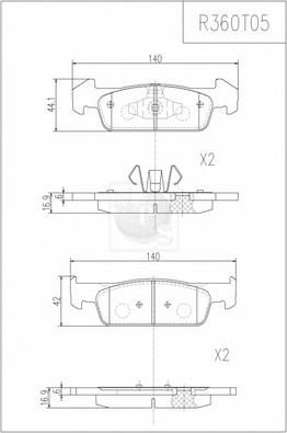 NPS R360T05 - Тормозные колодки, дисковые, комплект autosila-amz.com