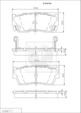 NPS S360I06 - Тормозные колодки, дисковые, комплект autosila-amz.com